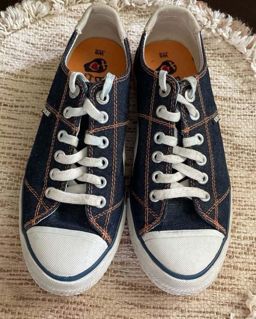 BOBS from Skechers Women's Denim Lace-up Sneakers with Contrast Stitching